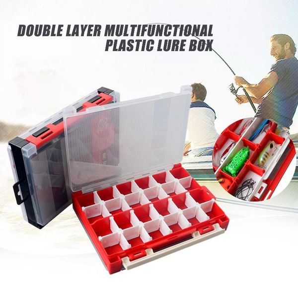 

double layer multifunctional plastic storage box portable fishing bait container accessories