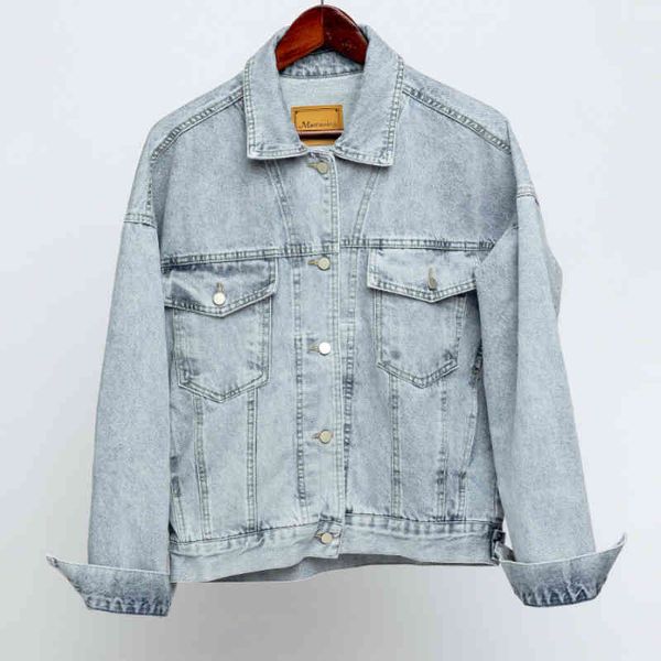 

women's jackets vintage women autumn winter oversize denim washed blue jeans coat turn-down collar outwear bomber mi6b, Black;brown