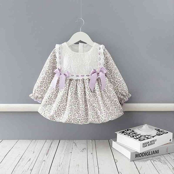 

baby girls cotton flowers print girl dresses long sleeve kids princess costume toddler 0 4y, Red;yellow