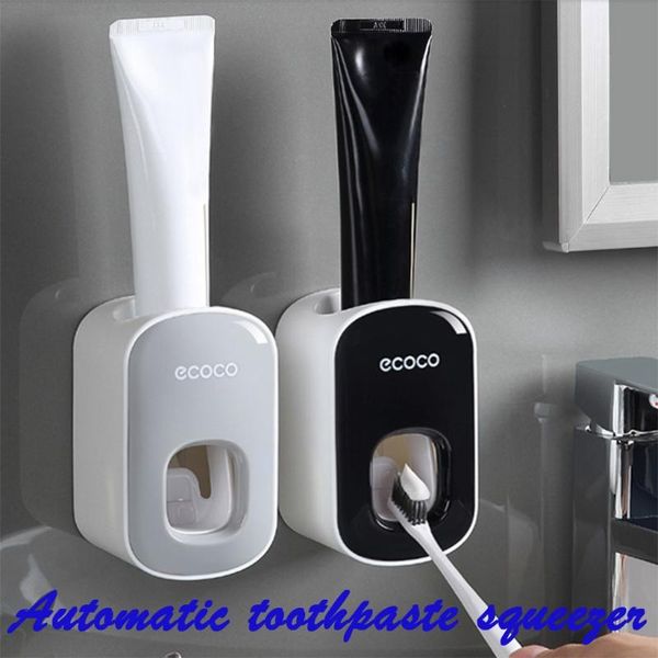 

toothbrush holders bathroom accessories set automatic toothpaste dispenser wall mount holder hanging punch rack lazy artifact