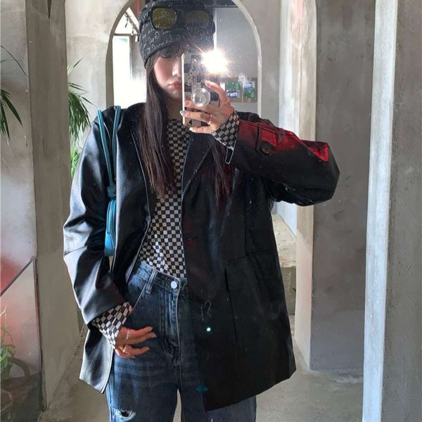 

casual leather short coat, Black;brown