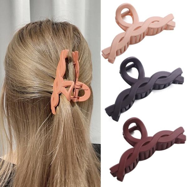 

hair accessories 1pcs korea elegant matte multicolor hairpin bath twist catch clip for women style make, Slivery;white