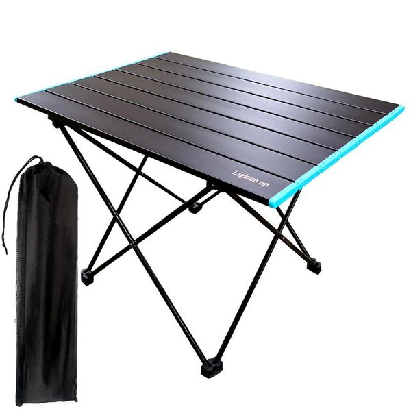 

camp furniture lighten up folding camping table portable ultralight aluminum with storage bag, easy to carry for outdoor,