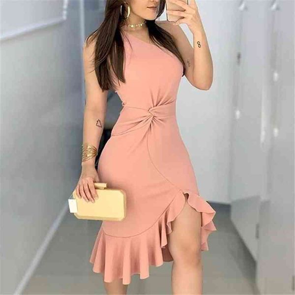 

women fashion elegant lady dress party sweet dress casual pink one-shoulder knotted, Black;gray
