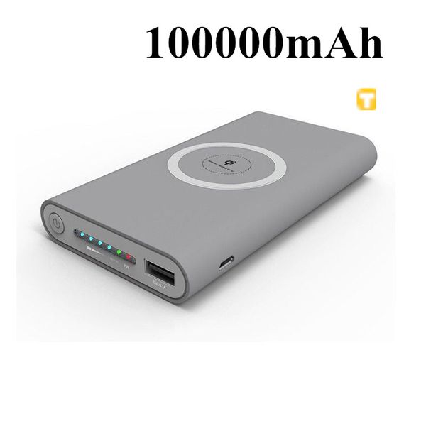 

100000mah qi wireless charger power bank usb poverbank external battery fast wireless charging powerbank