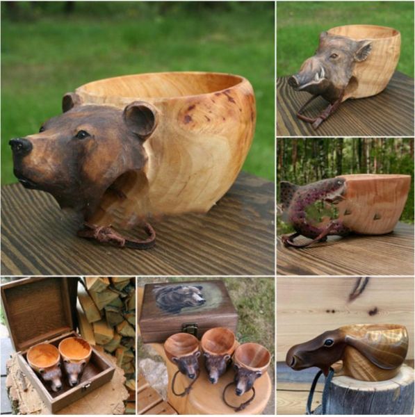 

mugs hand carved cup scandinavian kuksa wooden mug camping gear coffee guksi wild boar cups christmas supplies
