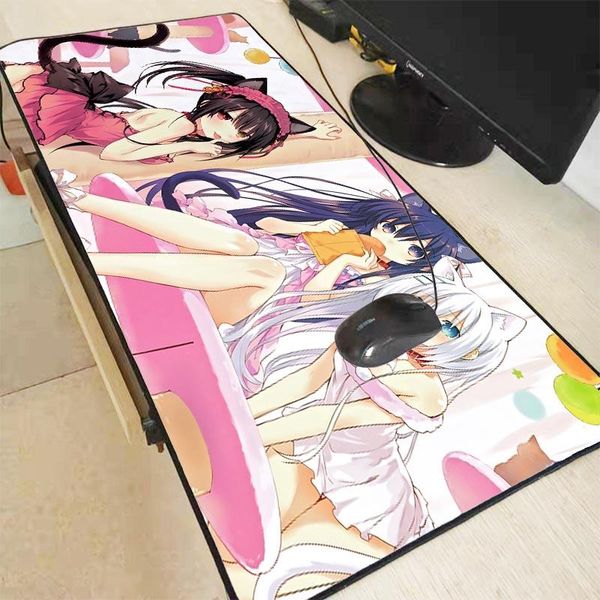 

mouse pads & wrist rests anime girl rgb gaming large pad gamer led computer mousepad big mat with backlight carpet for keyboard desk xxl