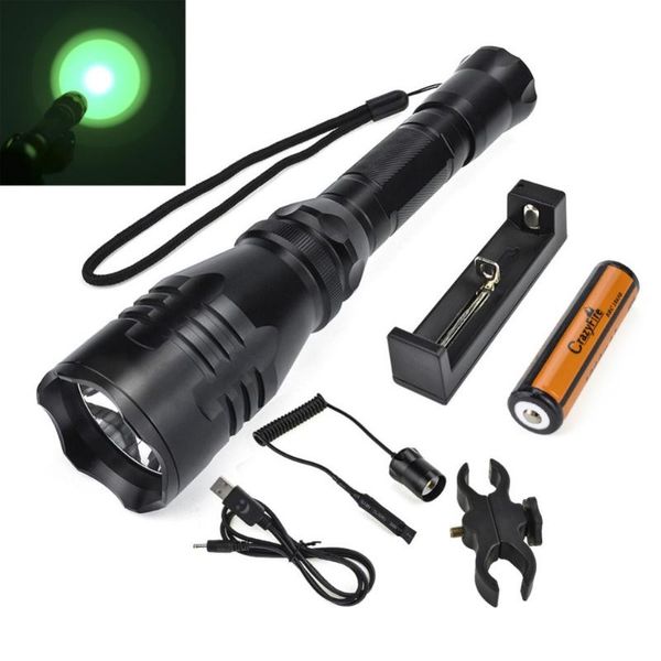 

hunting 500m long distance green red light cree r5 led torch lanterna aluminum tactical self defense flashlights torches
