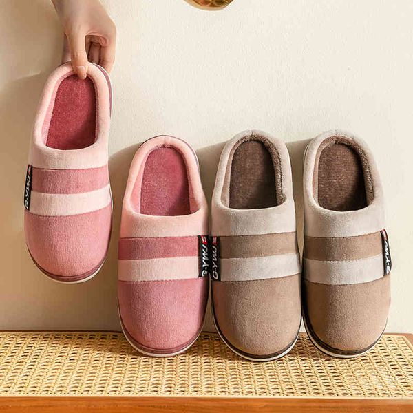 

70% off factory online new cotton slippers women's home autumn and winter indoor warmth antiskid couple men, Black