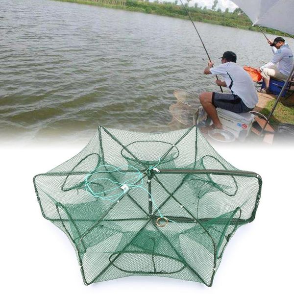 

fishing accessories foldable net hexagon 6 and 12 hole shrimp cage trap minnow crab baits mesh