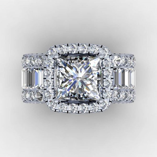 

vintage lovers court ring 3ct diamond 925 sterling silver engagement wedding band ring for women men finger jewelry gift, Slivery;golden