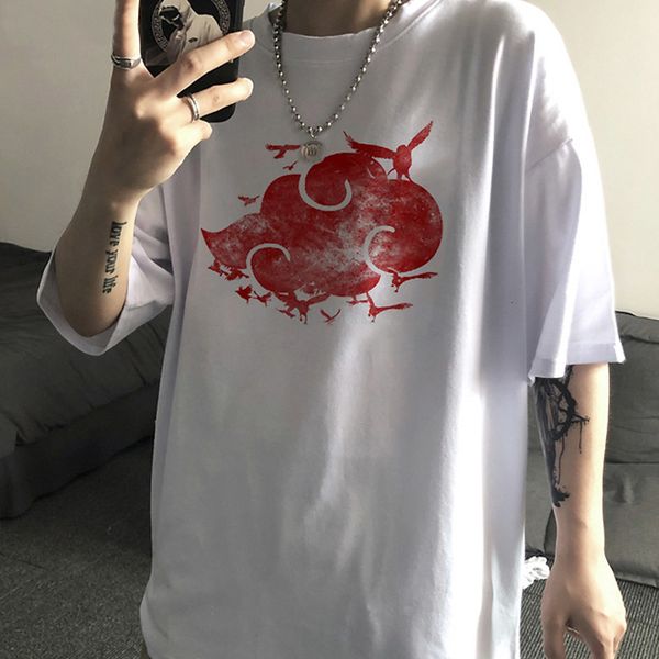 

men's t-shirts shirt men naruto sasuke funny cartoon t-shirt casual cool streetwear tshirt couple hip hop tee male, White;black