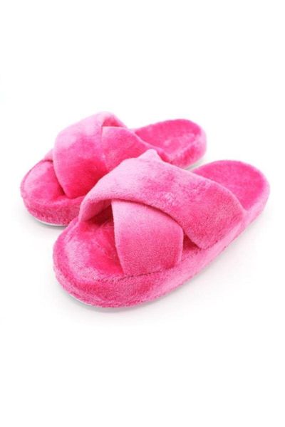 

women's home slippers plush dowry slipper bohça, Black