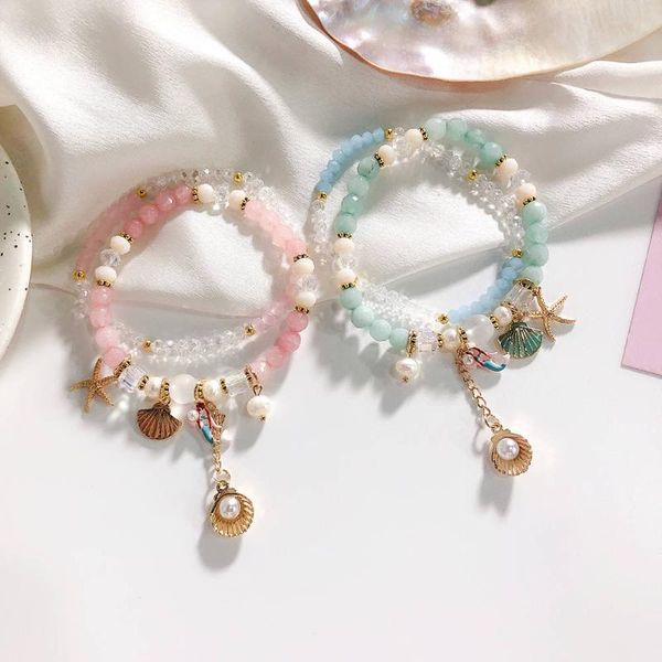 

charm bracelets kingdeng bangles jewelry fashion women crystal pink colorful natural stone bohemian ins friendship friend, Golden;silver