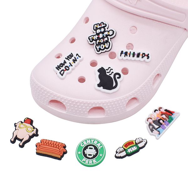 

friend shoe charm decorations parts accessories jibitz for croc charms clog buttons buckle, White;pink