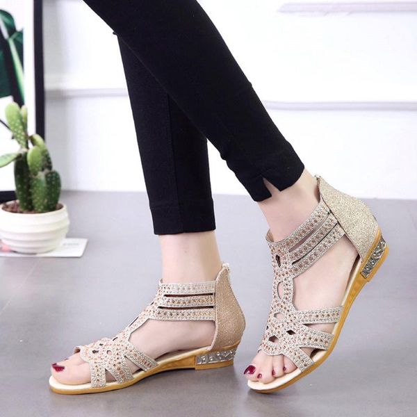 

sandals spring summer ladies women wedge fashion fish mouth crystal hollow roma shoes lady platform#g40, Black