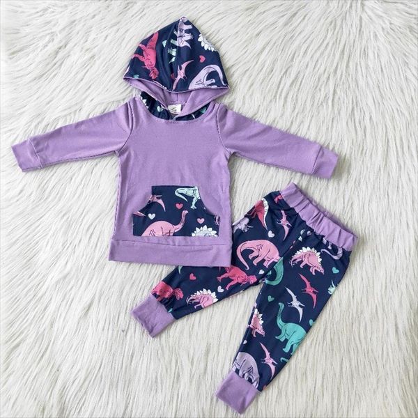 

boys stitching outifts toddler cute dinosaur pattern and pants 2pieces set kids long sleeve hoodie cloth suit, White