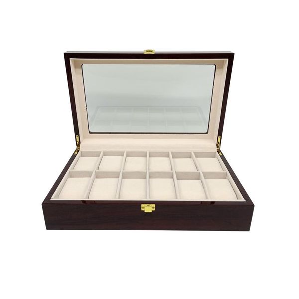 

watch boxes & cases (special price) 12 slots storage case luxury ladies wooden jewelry display gift holder, Black;blue