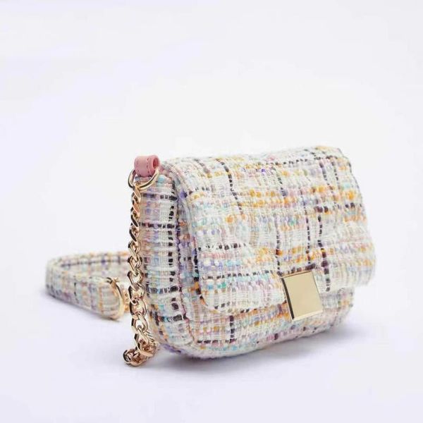 

evening bags color matching chain shoulder bag women tweed fabric mini crossbody 2021 fahsion females luxury retro messenger
