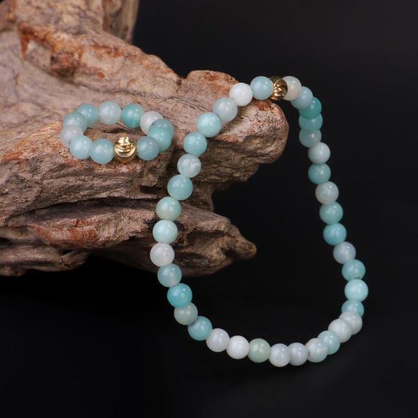 Bracelets de charme 4 mm de quartzo natural pedra amazonite azul de cristal de cristal pulseira mulher ioga meditação reiki cura