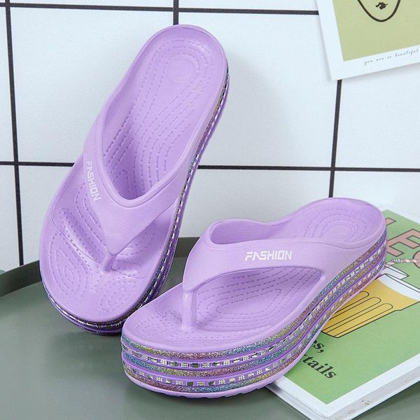 

slippers summer sponge cake flip flops women fashion net red sweet casual thick-soled beach shoes comfortable non-slip sandals, Black