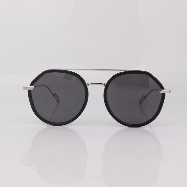 

metal trim round sunglasses women fashion men double bar, White;black