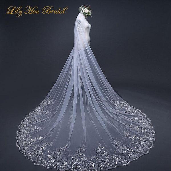 

bridal veils long wedding veil one layer elegant lace appliques formal for with comb, Black