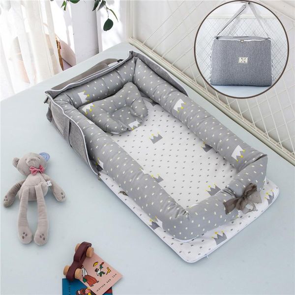 

baby cribs born bed cot nest set protect cradle cushion bumper portable travel crib removable washable anti-squeeze in