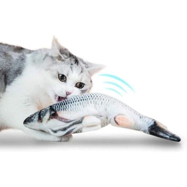

cat toys electric wagging fish shape pet&cat playing catnip interactive chewing plush toy /by
