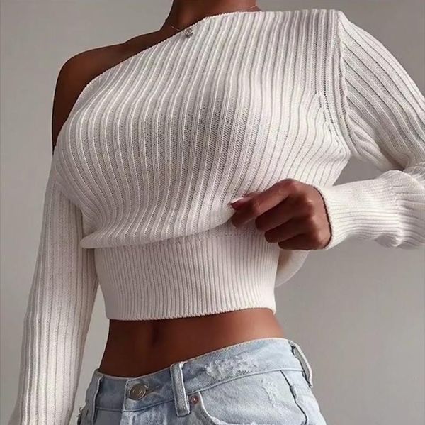 

women's sweaters off shoulder women' sweater jumper spring long sleeve knitted crop fashion solid lady pullover streetwear, White;black