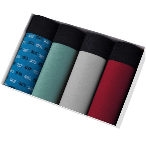 

underpants 4pcs lots man underwear print cotton boxers set family men's panties gay boxershorts for men fancy male shorts, Black;white