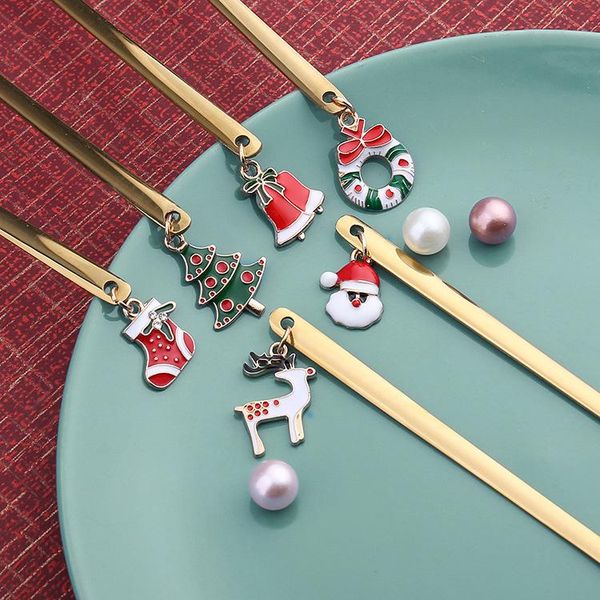 

spoons 1box merry christmas stainless steel gold/silver elk snowman santa spoon 2022 year decoration 2021