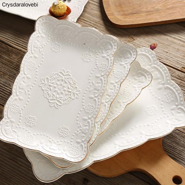 

dishes & plates china ceramic square plate breakfast dessert dish butterfly afternoon tea fruit tray wedding european embossed home