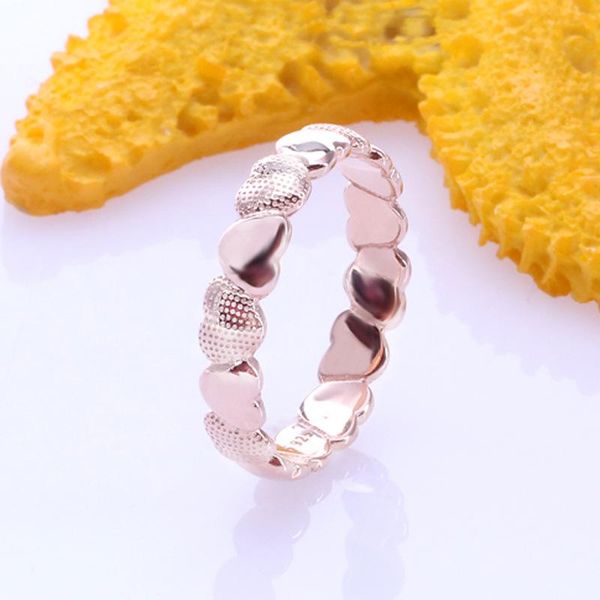 

100% 925 sterling silver pan ring creative frosted rose gold bright matte for women wedding party gift fashion jewelry cluster rings, Golden;silver