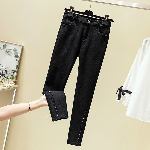 

women's pants & capris women pencil spring autumn fashion casual elastic waist stretch skinny trousers pantalon femme plus size 4f, Black;white