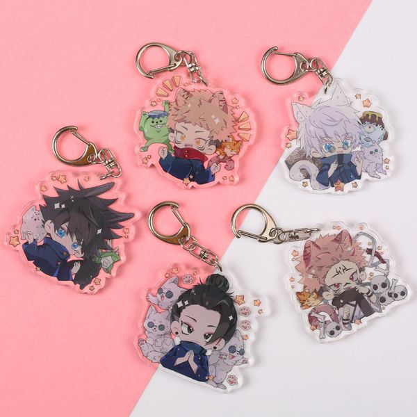 

jujutsu kaisen keychain women fushiguro megumi key chain man cartoon cute key holder for bags anime creative metal porte clef, Slivery;golden