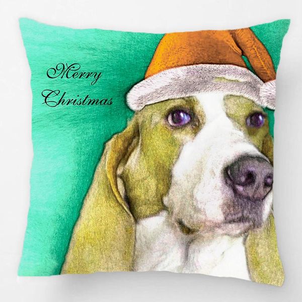 

christmas basset hound throw pillow case decorative cushion cover pillowcase customize gift high-quality by lvsure for sofa seat cushion/dec