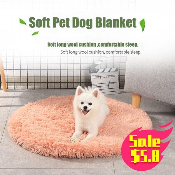 

kennels & pens round pet dogs bed mat winter soft warm dog sleeper mattress cats fluffy cover shag blanket kennel