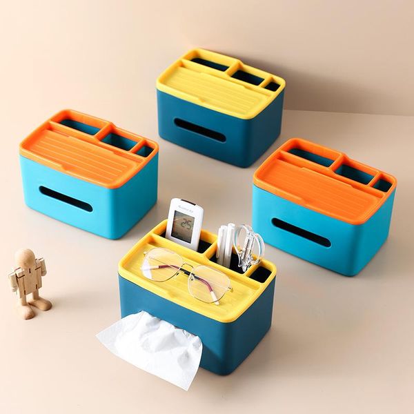 

tissue boxes & napkins multifunction plastic box deskpaper holder dispenser sundries storage napkin case organizer with mobile phone