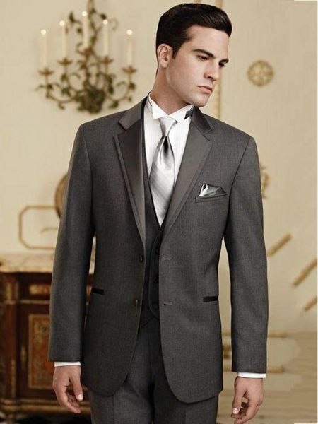 

handsome charcoal black groom tuxedos slim fits men's evening dress toast suit work business (jacket+pants+vest+tie) k:1301 suits & bla, White;black