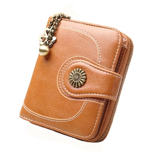 

coin purse y916 leather 2021 tri-fold clutch oil bag women's short card holder wax hguvx