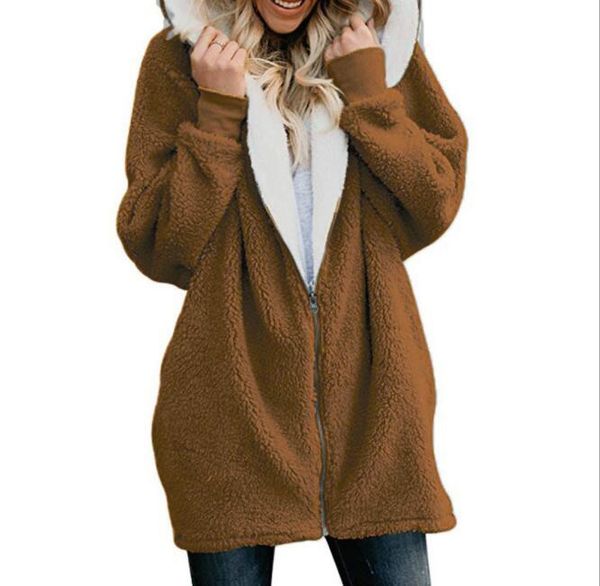 

women's hoodies & sweatshirts 5xl autumn winter oversized women 2021 casual zipper thick plush hoodie jacket loose streetwear sweatshir, Black