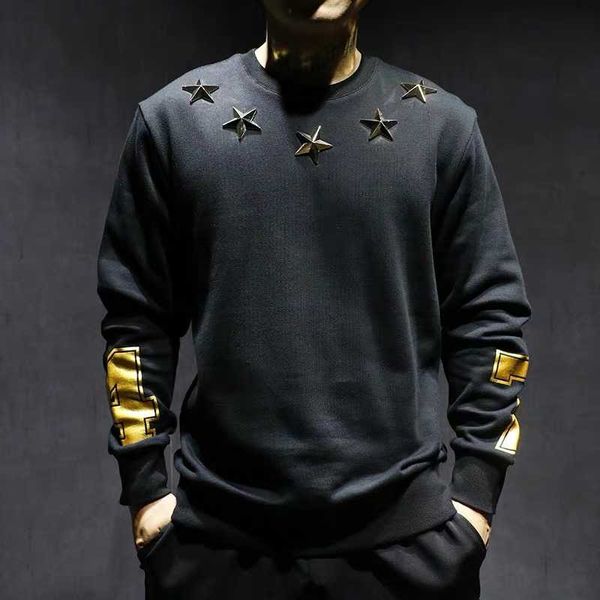 

men's hoodies & sweatshirts rivet star hoodie slim jacket, Black