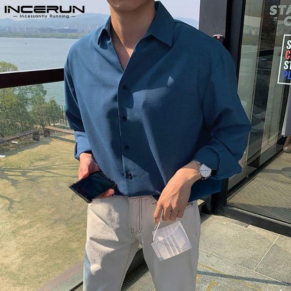 

men's casual shirts incerun 2021 korean style blouse personality v-neck design spring summer silky draped loose long-sleeved shirt s-5, White;black