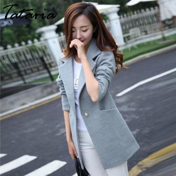 

women's wool & blends 1women winter woolen coat female slim fit lapel overcoat women long sleeve outwear jacket elegant, Black