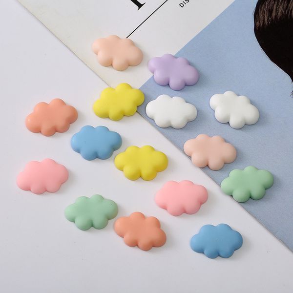 

30pcs 16*24mm colorful mixture resin components kawaii mini clouds flatback cabochon scrapbook figurine garden accessories ornament diy craf, Blue;slivery