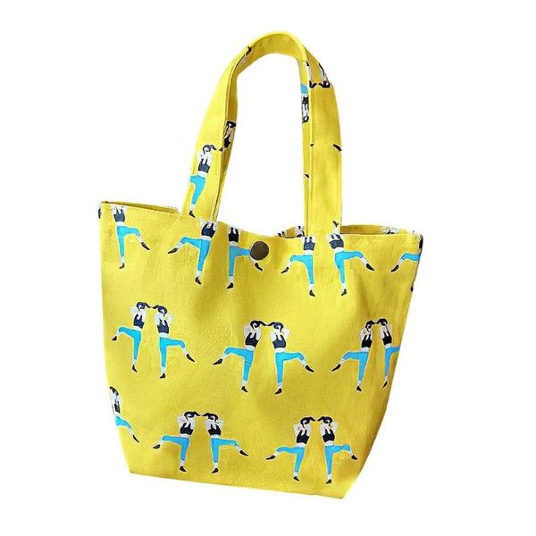 

storage bags lunch solid color canvas small cloth bag portable box cosmetic clutch female with copper buckle