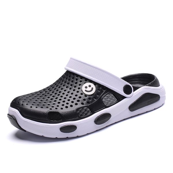 

2021 arrival no brand men personality slippers beach hole shoes sandals fashion outdoor non-slip flip flop slipper size 39-44 20bbd-v9181, Black