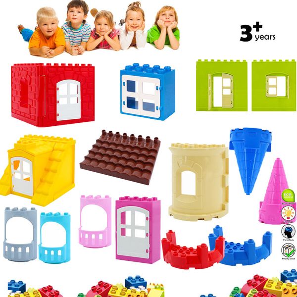 

3pieces/lotdiy big size building blocks castle house roof window door accessories toys for children kids xmas gifts