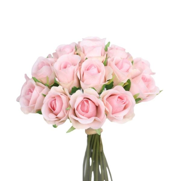 

decorative flowers & wreaths wedding decoration bouquet rose 20 heads silk hand tied small roses bunch yellow 20-headed